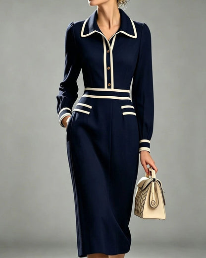 Lunetta Contrast Trim Midi Dress