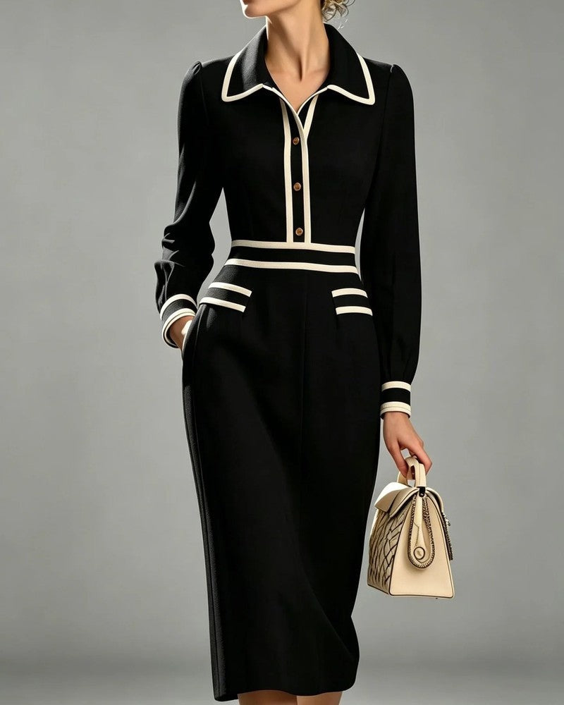 Lunetta Contrast Trim Midi Dress