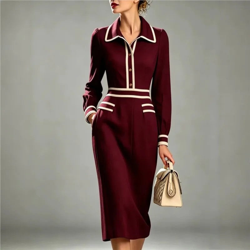 Lunetta Contrast Trim Midi Dress