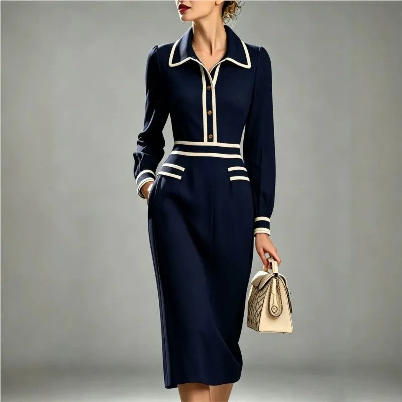 Lunetta Contrast Trim Midi Dress