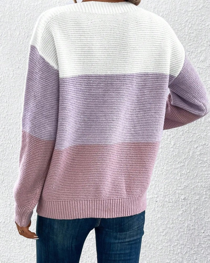 Lunira Relaxed Colorblock Knit Sweater