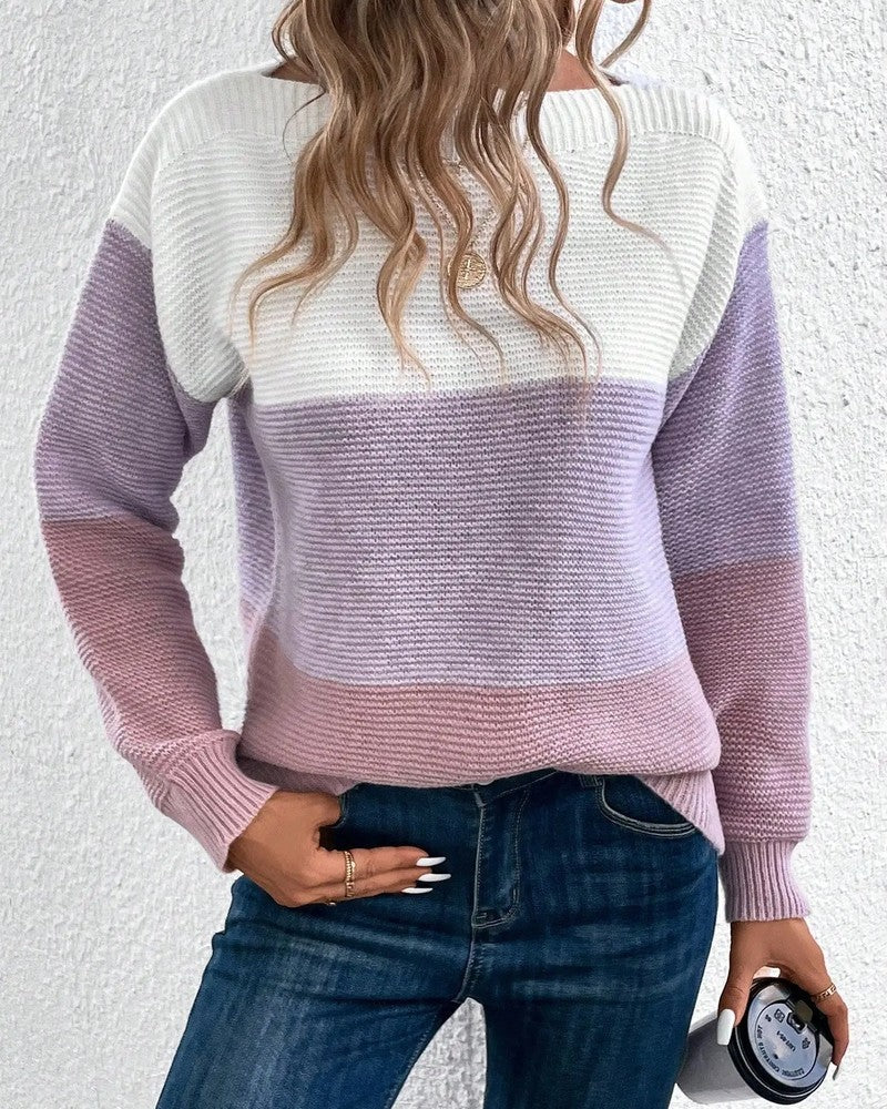 Lunira Relaxed Colorblock Knit Sweater