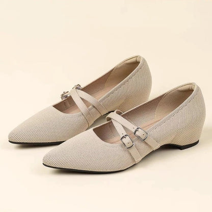 Lunira Textured Double Strap Ballet Flats