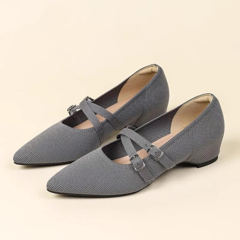 Lunira Textured Double Strap Ballet Flats