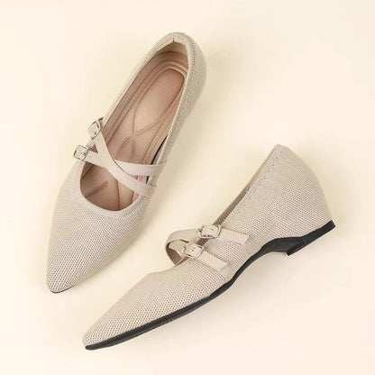 Lunira Textured Double Strap Ballet Flats