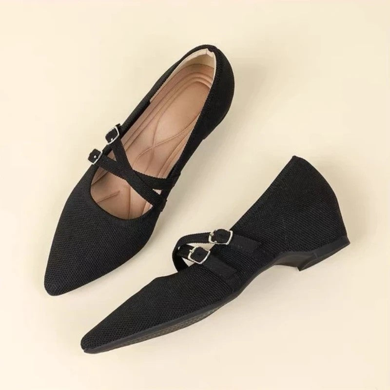 Lunira Textured Double Strap Ballet Flats