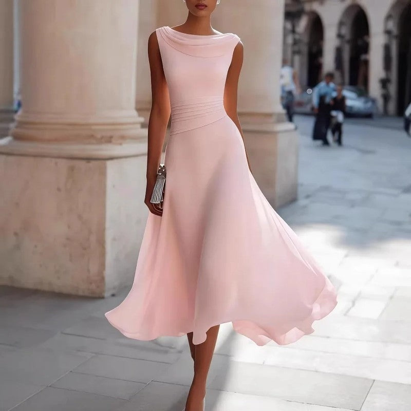 Luniva Draped Neck Midi Dress