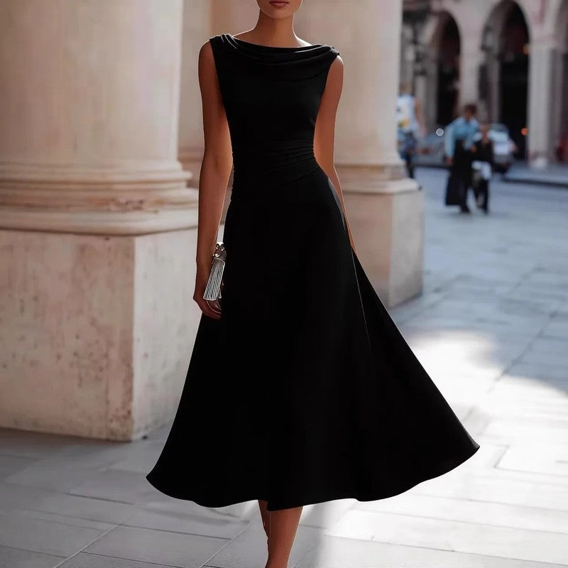 Luniva Draped Neck Midi Dress