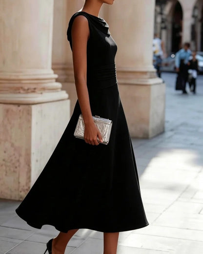 Luniva Draped Neck Midi Dress