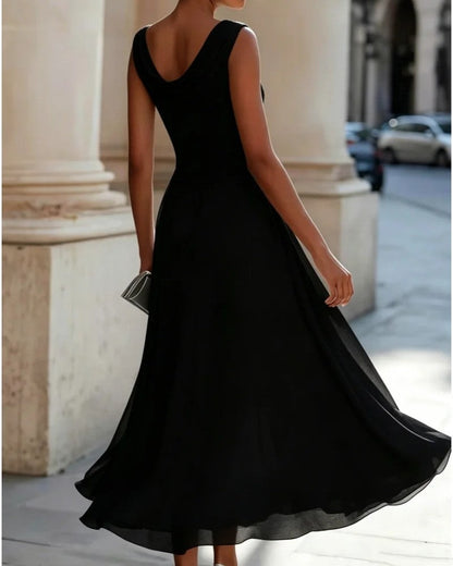 Luniva Draped Neck Midi Dress
