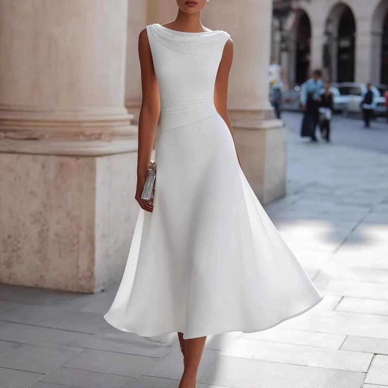 Luniva Draped Neck Midi Dress