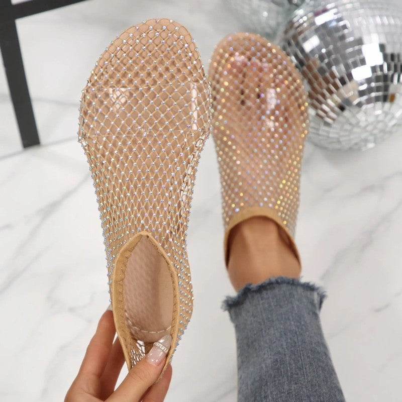 Luniva Mesh Crystal Embellished Sandals