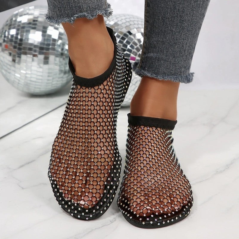 Luniva Mesh Crystal Embellished Sandals