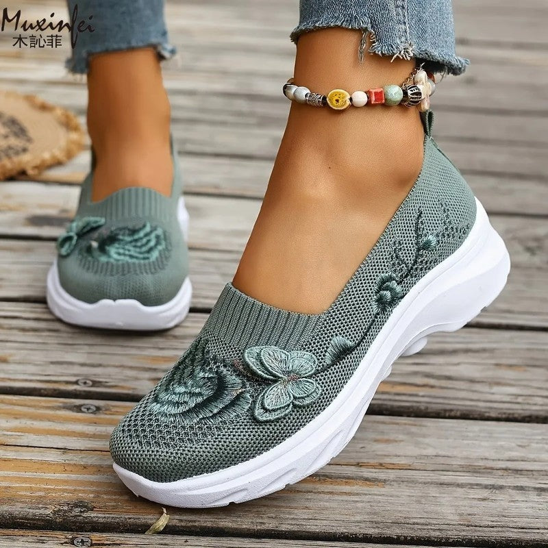 Marisol Embroidered Knit Platform Sneakers