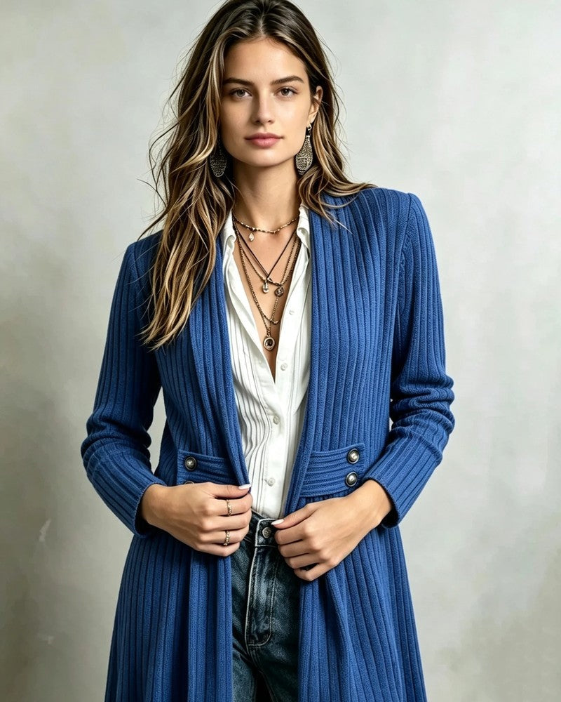 Marisse Ribbed Knit Long Cardigan