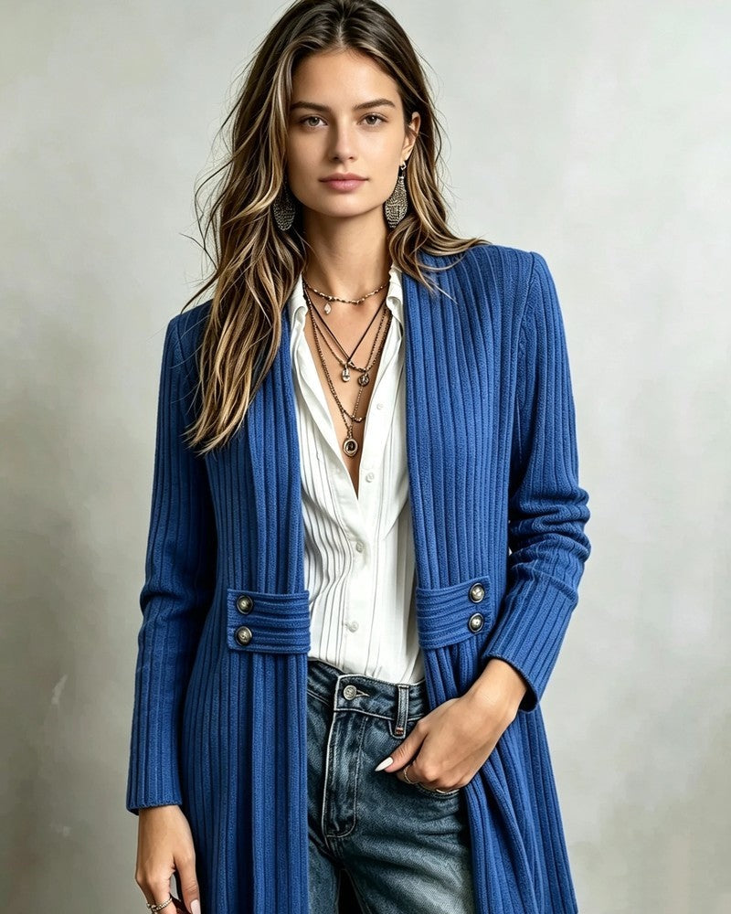 Marisse Ribbed Knit Long Cardigan