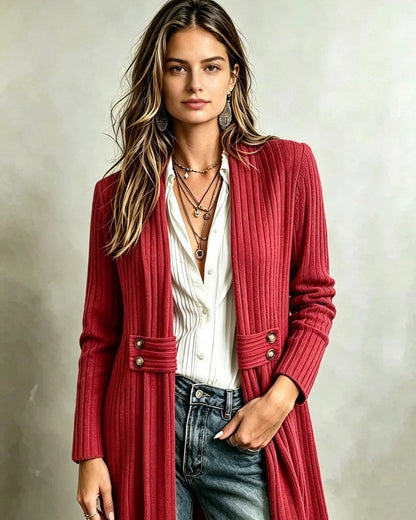Marisse Ribbed Knit Long Cardigan