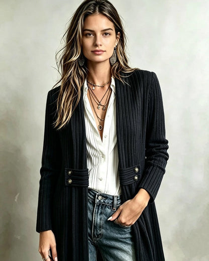 Marisse Ribbed Knit Long Cardigan