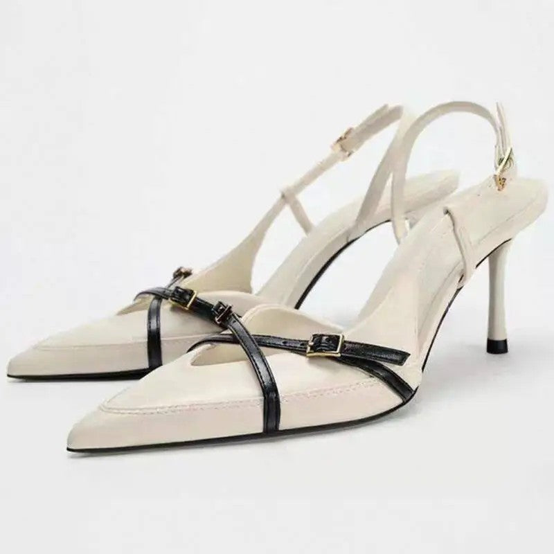 Marvella Strappy Buckle Pointed Slingback Heels