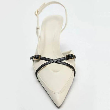 Marvella Strappy Buckle Pointed Slingback Heels