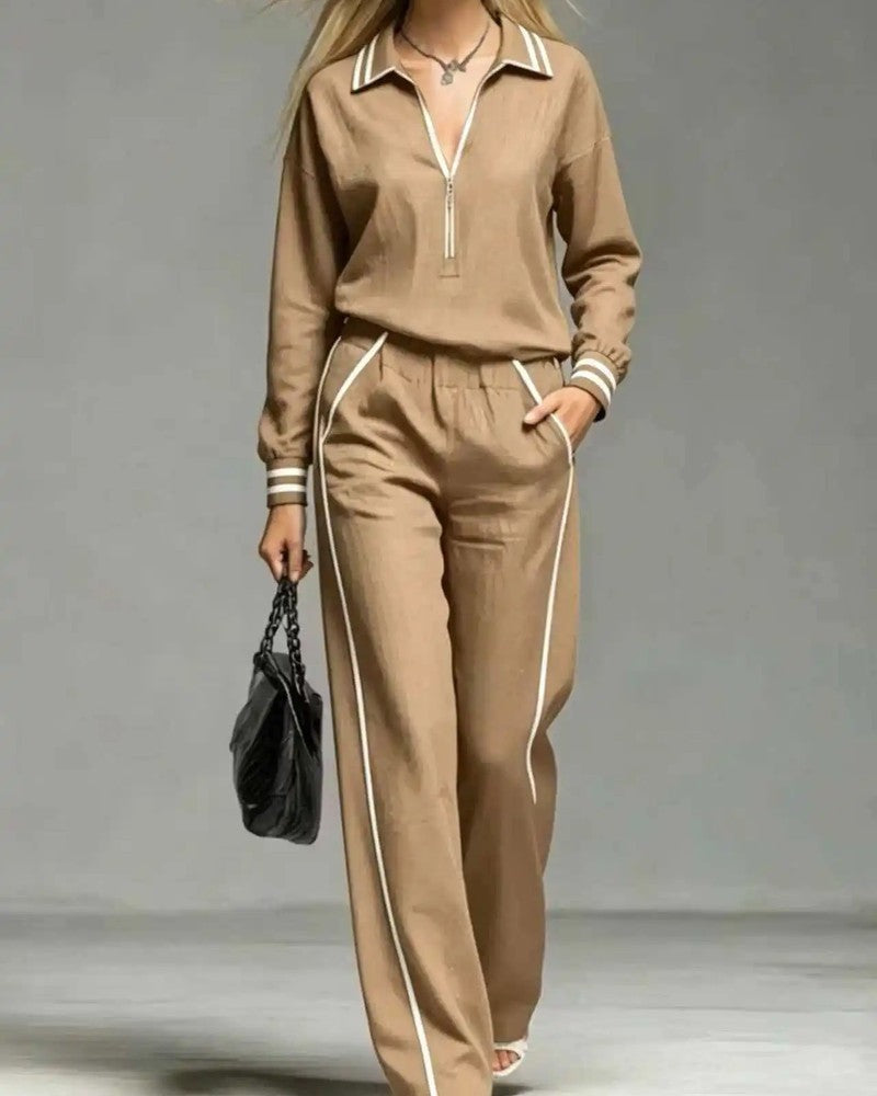 Marvini Relaxed Zip-Collar Lounge Set