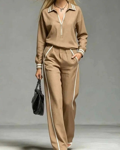 Marvini Relaxed Zip-Collar Lounge Set