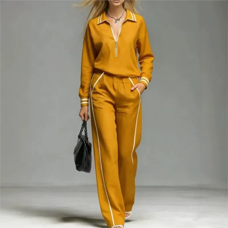 Marvini Relaxed Zip-Collar Lounge Set