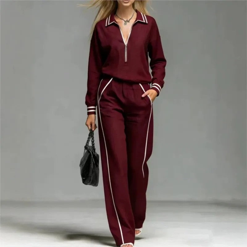 Marvini Relaxed Zip-Collar Lounge Set