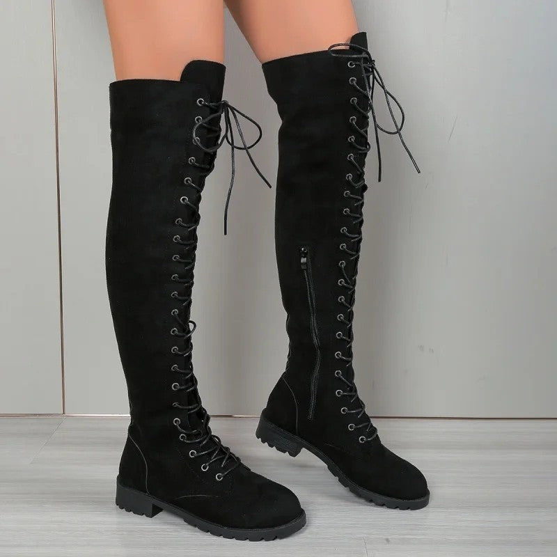 Meriva Lace-Up Over Knee Boots