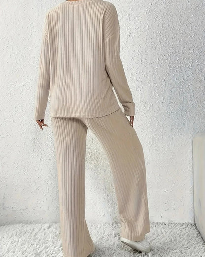 Meriva Ribbed Relaxed Fit Pajama Set