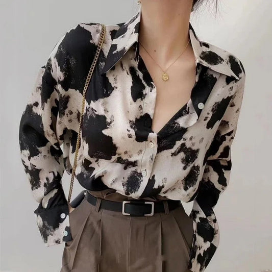 Miretta Oversized Abstract Print Button-Up Shirt
