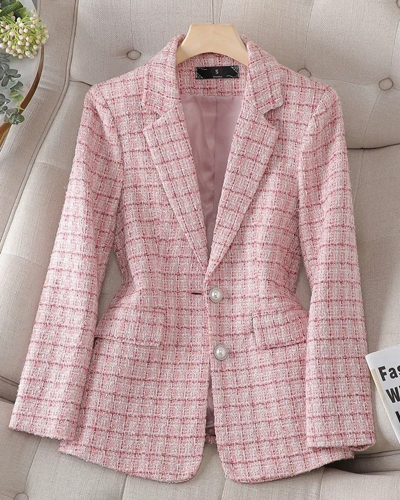 Mirette Textured Fitted Tweed Blazer
