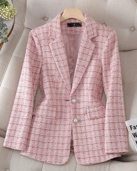 Mirette Textured Fitted Tweed Blazer