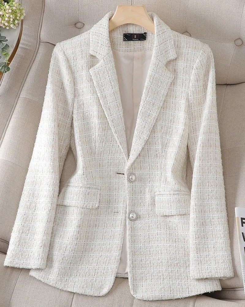 Mirette Textured Fitted Tweed Blazer