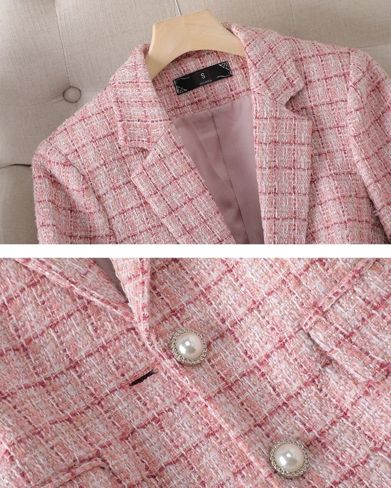 Mirette Textured Fitted Tweed Blazer