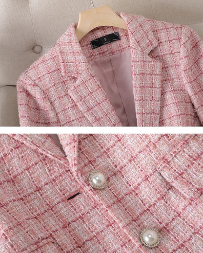 Mirette Textured Fitted Tweed Blazer