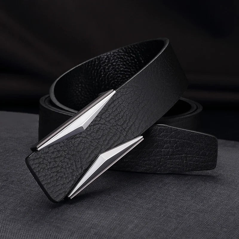 Modern Geometric Buckle Dress Belt