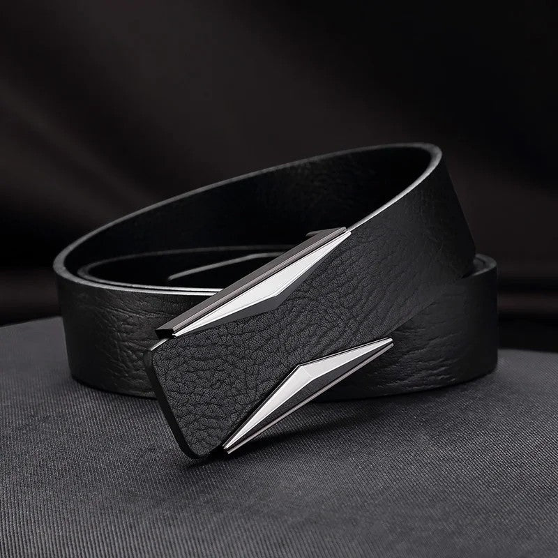 Modern Geometric Buckle Dress Belt