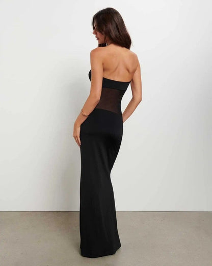 Navina Strapless Sheer Panel Maxi Robe