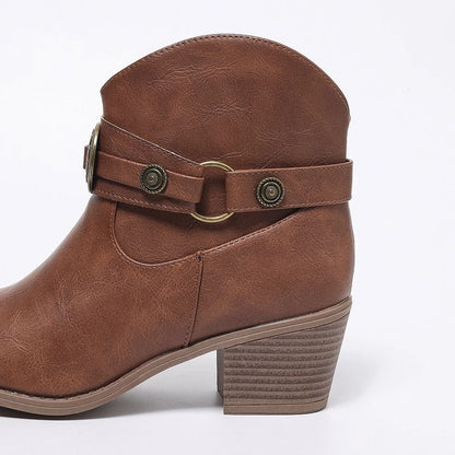 Ravino Western Buckle Ankle Boots