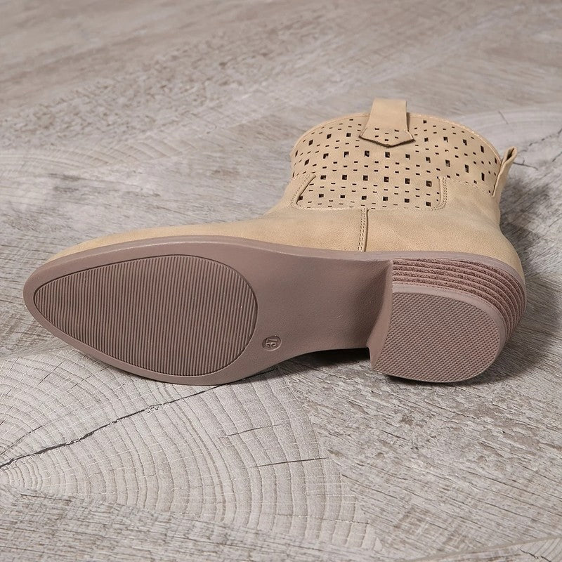 Ravion Western Perforated Ankle Boots