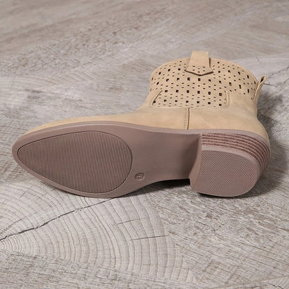 Ravion Western Perforated Ankle Boots