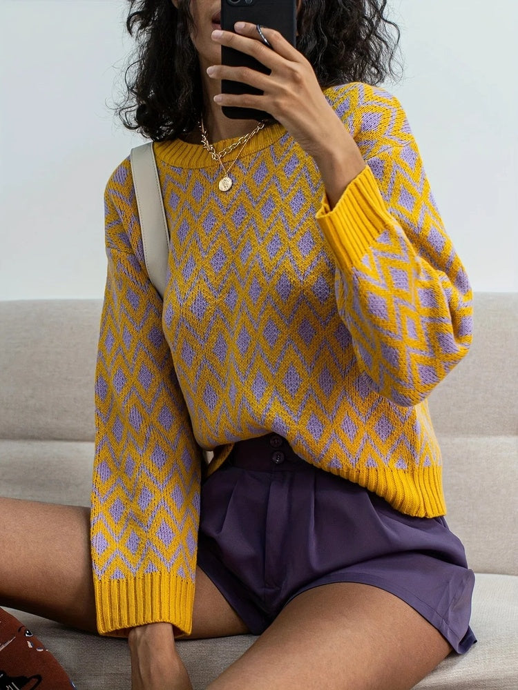 Rivani Diamond Knit Relaxed Sweater