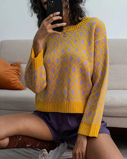 Rivani Diamond Knit Relaxed Sweater