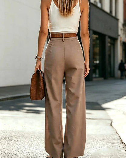 Rivani Pleated High-Waist Wide-Leg Pants