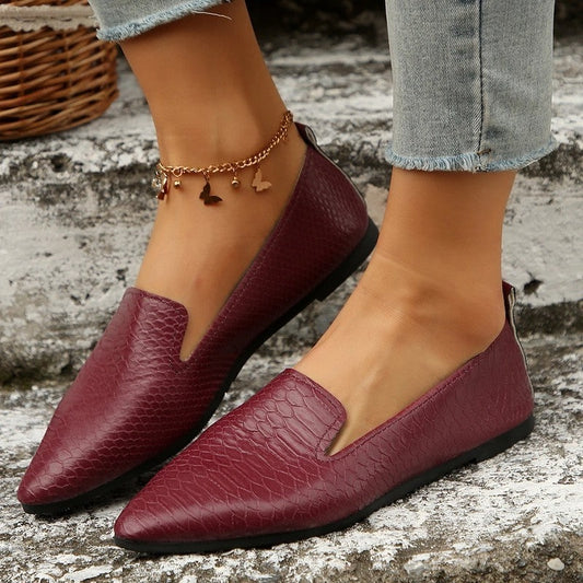 Romena Textured Pointed Toe Loafers