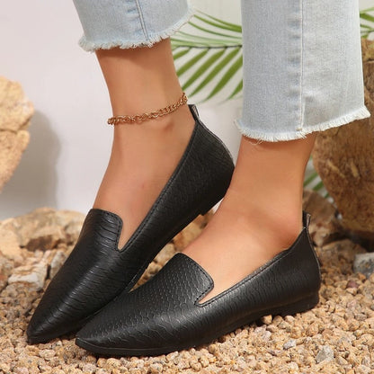 Romena Textured Pointed Toe Loafers