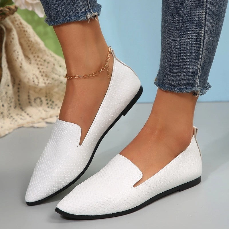 Romena Textured Pointed Toe Loafers