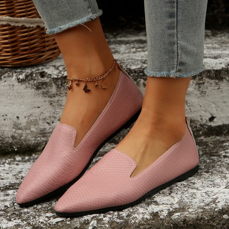Romena Textured Pointed Toe Loafers