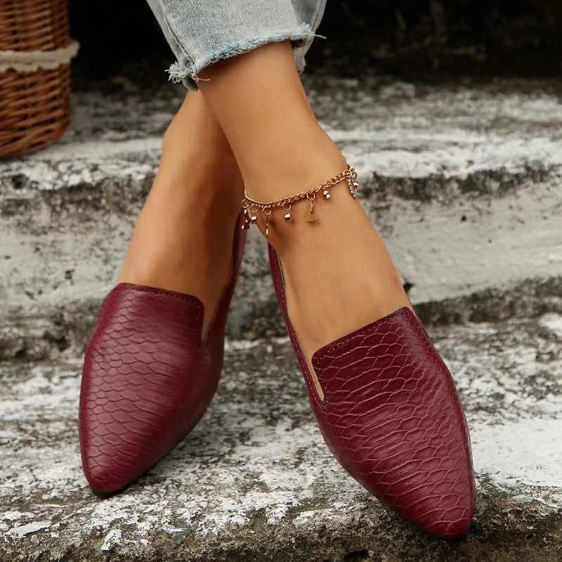 Romena Textured Pointed Toe Loafers
